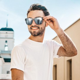 URUMQI Polarized Sunglasses Fit Over Glasses for Men Women, Oversized Square Sun Glasses UV400 Protection Shades