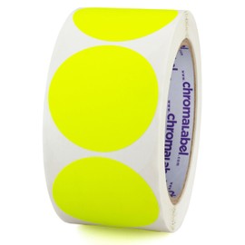 ChromaLabel 51mm (2 inch) Colour-Code Dot Labels | 500/Roll (Fluorescent Yellow)