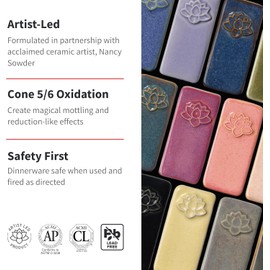 Speedball Mid-Fire Studio Set, New Colors (6-Pack) 16 Fl Oz Jars for Pottery and Ceramics, Food Safe