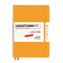 LEUCHTTURM1917 367554 Academic Weekly Planner Medium (A5) 2024, 18 Months, Rising Sun, German