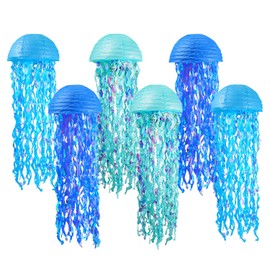 6 Pack Jellyfish Decor Jellyfish Lanterns Hanging Jellyfish, Under The Sea Party Decorations for Ocean Themed Birthday Decorations -10 Inch