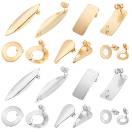 UNICRAFTALE 10 Pairs 2 Colours 5 Styles DIY Stud Earrings Stainless Steel DIY Earrings Accessories 0.8 mm Pin Metal Women's Earrings DIY Set for DIY Earrings Jewellery Making