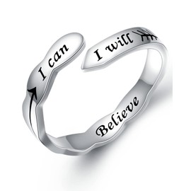 Ladytree Purity Inspirational Self Love Faith Wrap Rings from Mom Mother Adjustable 925 Sterling Silver Encouragement Jewelry for Women