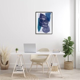 Stupell Industries Bold Blue Purple Shapes Face Line Doodle Motif, Design by Birch&Ink