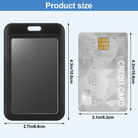 Eaasty 80 Pcs Hard Plastic ID Badge Holder Vertical Slide Open Card Case Black Name Tag Holders Badge Sleeve ID Case Protector with Clear Window for Nurses Office Credit Cards