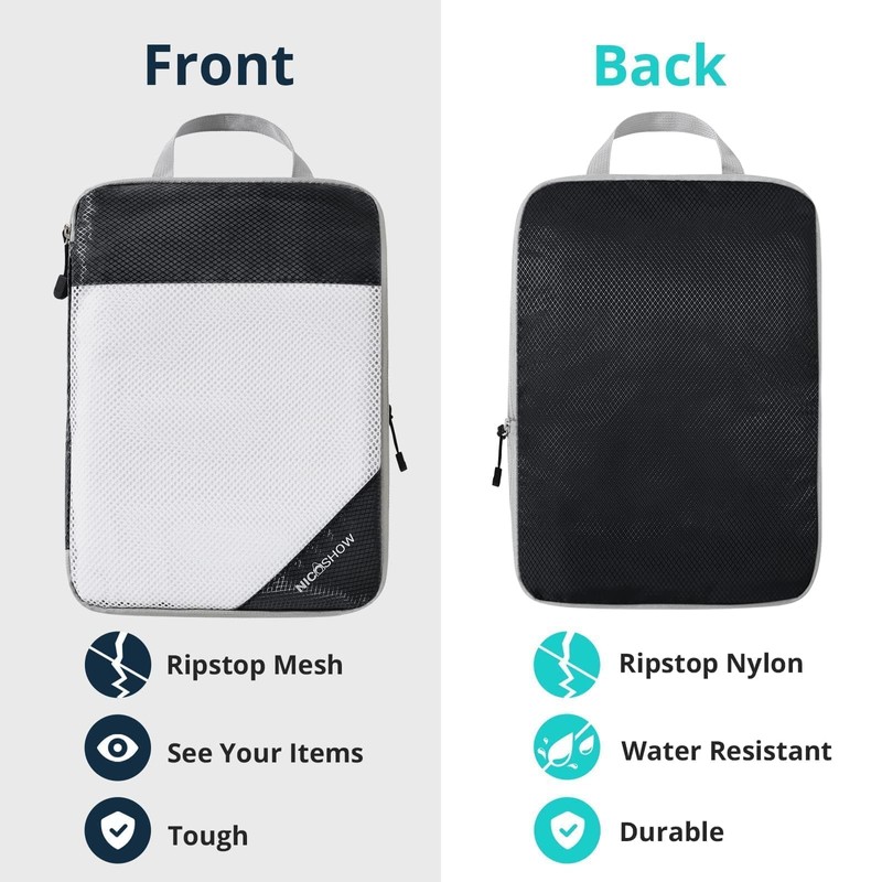 NICOSHOW 6 Set Compression Packing Cubes, Compressible Travel Packing Cubes