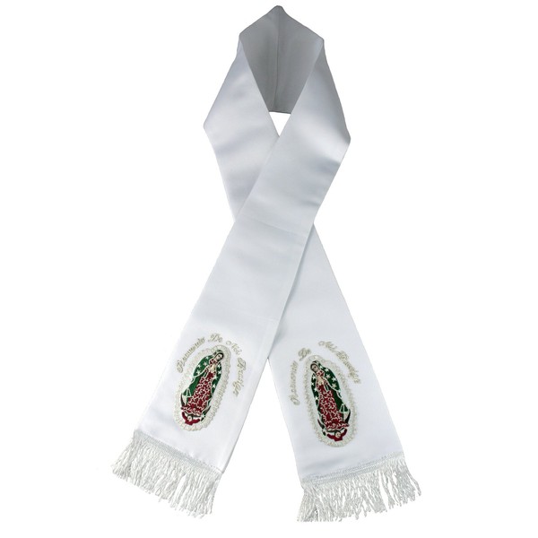 Altotux Satin Embroidered Christening Baptism Stole Scarf Sash Lady of