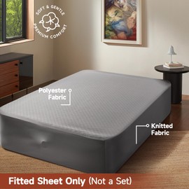CHERIMOR Queen Fitted Sheet with Adjust Sheet Strap, Extra Deep Pocket Queen Fitted Sheet Only, Bed Sheets Queen Size for Mattress Up to 24 Inches, Wrinkle & Slip-Free Bedding for Air Mattress & Home