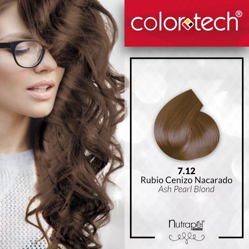 Color Tech Tinte 7.12 Rubio Cenizo Nacarado Tubo 90g