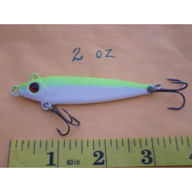 HOME MADE 12 PCS. ANCHOVY FISH JIG/SPOON STYLE 5/8,3/4,1,2 OZ 3ea CHART/WHITE+TR