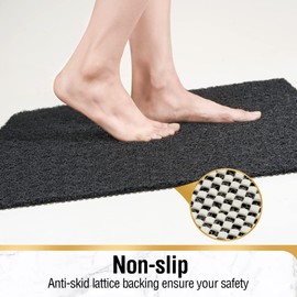 HITSLAM Shower mat Non Slip, 24 x 32 Inch Bathtub Mat Non Slip with Drain, Soft PVC Loofah Shower Bath Mat for Tub, Quick Drying Bathroom Shower Mat, Black