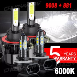 CHUSYYRAY Combo For Pontiac Solstice 2006-2009 LED Headlight Hi/Lo Beam +Fog Light Bulb 4x
