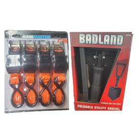 Truck & Trail Utility Bundle (Foldable Shovel and Ratcheting Tie-Downs)