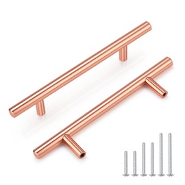 EZRENOVA 10 Pack Rose Gold Cabinet Handles and Knobs - 4 Inch (102mm) Hole Centers Solid Stainless Steel Kitchen Cabinet Hardware Pulls for Drawers, Dressers & Cabinets - Modern Cabinet Door Handles