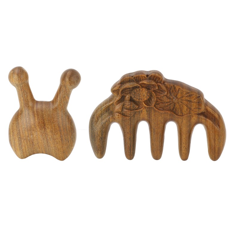Massage Hair Comb Head Scalp Meridian Comb Y Shape Wooden