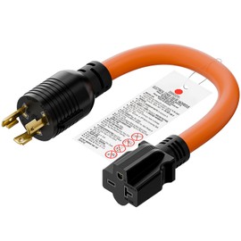1FT Nema L6-30P 30-Amp Twist Locking Plug Male to 6-20R T-Blade Adapter, STW 12-AWG 30A Generator 250V to 20A 250V 6-20/15R Adapter, L6-30 to 6-20R (6-15) Adapter