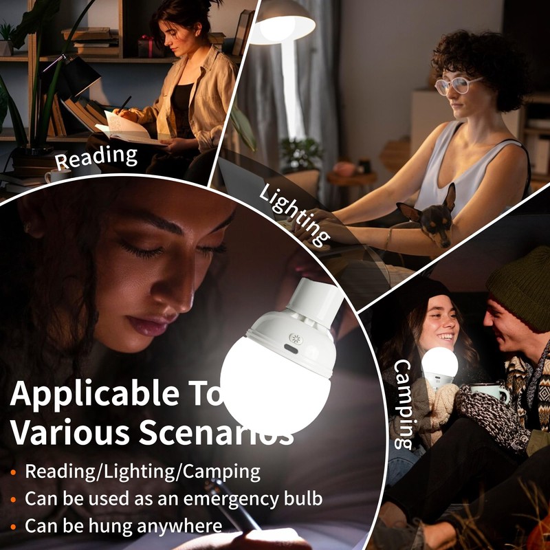 Rechargeable Light Bulbs, Battery Operated Light Bulb with Remote E26