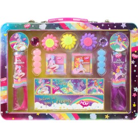 Pop Make-Up Case "Du bist magisch schön" Beauty Case with 2 Eyeshadow Palettes, Hair Accessories, Various Extensions and Sticker Sheet