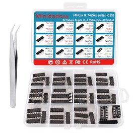 Kit de 49 unidades de 25 tipos de IC de lógica de la serie 74HCxx y 74LSxx con enchufe, minidodoca de lógica de serie IC, registros de salida de desplazamiento, transceptor, contadores de década
