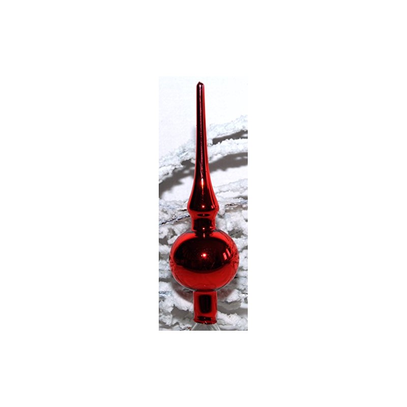 Jingle Bells Lauscha Christmas Tree Topper Red Shiny Plain Mini