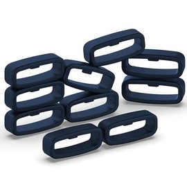 FanTEK 10pcs Watch Strap Holder Loop, 18mm Silicone Watch Band Keeper Retainer Fastener Ring Parts for Smart Watch Band Wristband Replacement, Dark Blue