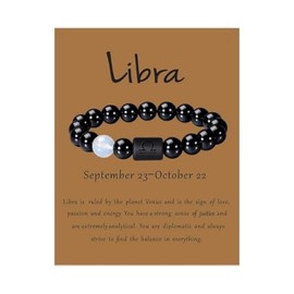 Black Onyx Zodiac Bracelet for Men and Women - 8mm Natural Stone Constellation Horoscope Jewelry, Ideal Gift for any Occasion (Scorpio: October 23 - November 21)