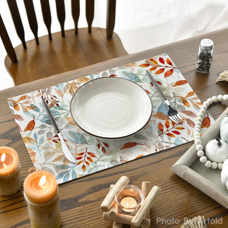 Artoid Mode Leaves Autumn Placemats Set of 4, 30 x