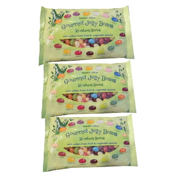 Trader Joe's Gourmet Jelly Beans 18 Natural Color & Flavors 3 Bags - 15 oz each