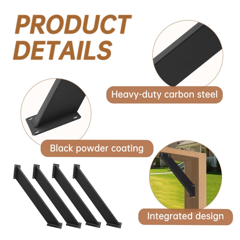 2 Pcs 45 Degree Angle Support Bracket, Pergola Kit Heavy