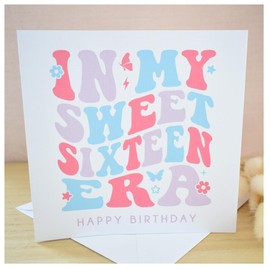 Happy 16th Birthday Card | Sweet Sixteen Taylor Era Birthday | In My sixteen Year Old Era | Eras Card | Sixteenth Bday Daughter Niece Cousin Best Friend Card | 148mm Square Modern Greeting Card