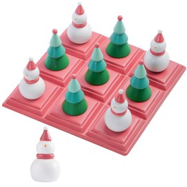 Christmas Tic Tac Toe Game with 3D Snowman & Christmas Tree Pieces, Decorative Resin Coffee Table Game, Modern Holiday Home Decor, for Family, Friends, and Party Entertainmen