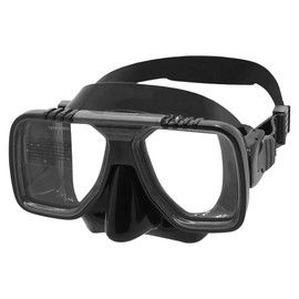 SAEKODIVE Rectan Diving Mask - Anti-Fog Tempered Glass, Anti-Leak Silicone Skirt - Scuba Diving and Snorkeling Gear for Adults (Black/Black)