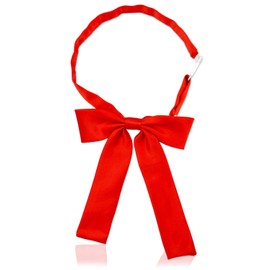 LOPURO Bow Ties for Women, Pre-tied Adjustable Bowties Solid Color Polyester Bow Tie for School Uniform Cosplay Party (Red)