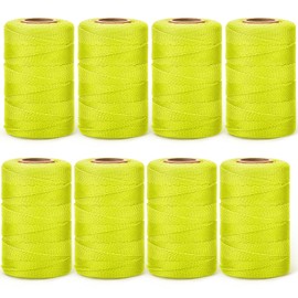 Woanger 8 Rolls Mason Line 500 Feet Length Braided Mason Nylon String Masonry Nylon Twine for Construction Gardening Crafting DIY Project Workshop (Fluorescent Yellow)