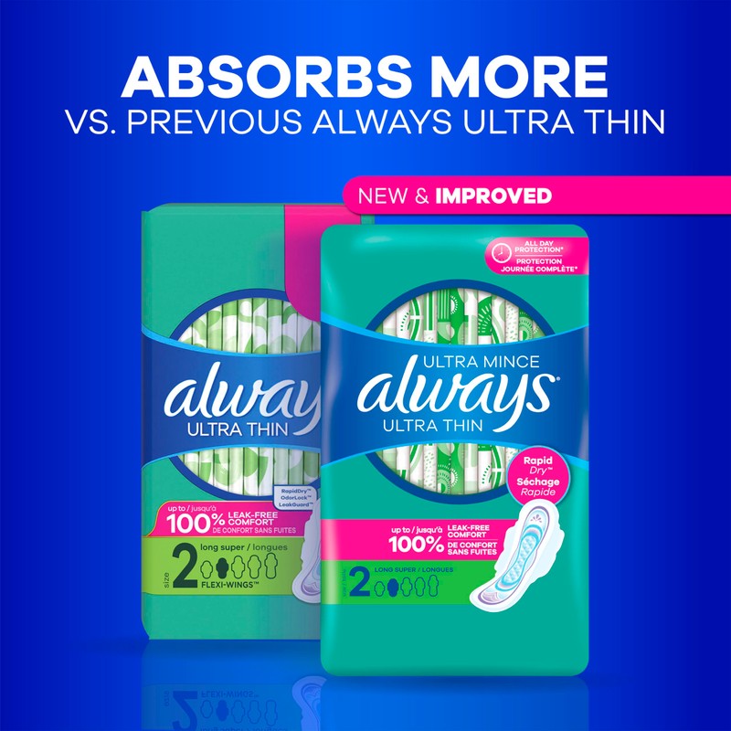 Always Ultra Thin Pads with Wings, Size 1, Regular, 62