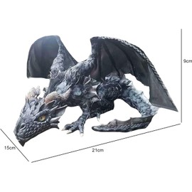 Ndier Resin Large Squat Armored Dragon Guardian Figurines Reison Dragon Sculpture Vintage Flying Battle Dragon Statue for Indoor Outdoor Home Garden Decoration