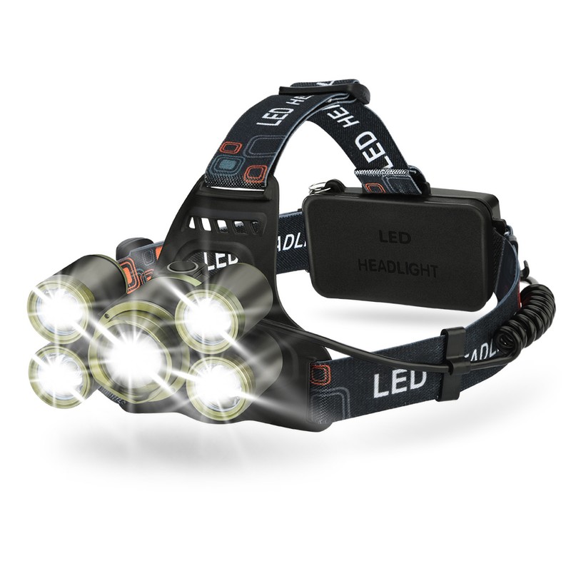 LED Headlamp Rechargeable Flashlight Brightest Waterproof 5 Lighting Modes Zoomable