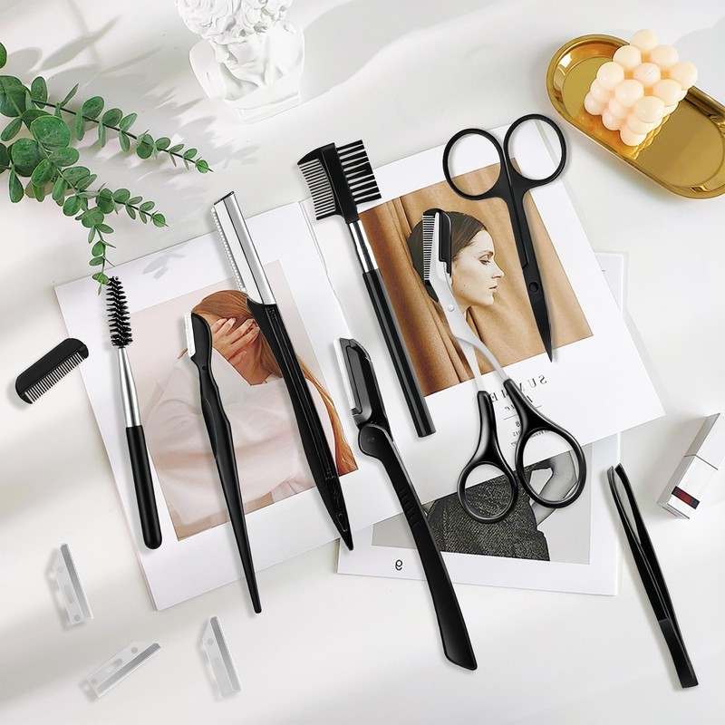 12Pcs Eyebrow Kit Eyebrow Trimming Set Eyebrow Grooming Kit with