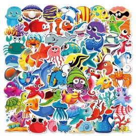 HNTR Vibrant Sea Creatures Stickers | 50 Colorful Ocean Animal Decals