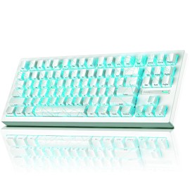 ZORNHER ZH870 Wireless Mechanical Gaming Keyboard,80% White Custom Creamy Sound Keyboard with White Spider Web IMD PC Keycaps,Pre-lubed Linear Switches,Hot-Swappable,RGB Backlit