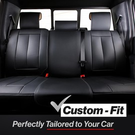 Coverland Custom Car Seat Covers Compatible with 1996-2005 Honda Civic Sedan - Premium Leather Non-Slip Memory Foam Waterproof Seat Cover Custom fit Interior Protector [Rear Seat-Black]