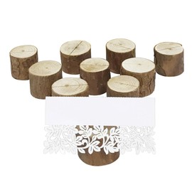 Wrapables® Rustic Wooden Place-Card Holders with Table Name Place Cards for Wedding, Parties, Holidays, Special Events Table Decor (Set of 10)