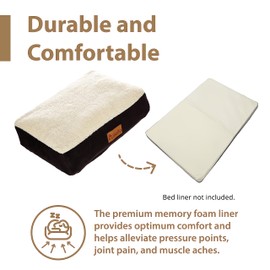 Ellie-Bo XXL Memory Foam Dog Bed Cover for 48-inch Dog Cage/Crate - Black Faux Suede/Sheepskin