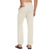 SEVEGO Mens Casual Linen Pants 34'' Elastic Waist Drawstring Straight-Legs
