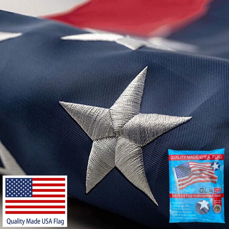 Qlash American US Flag Heavy Duty Nylon Double Stitching Embroidered