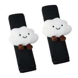 LUMOOM Pack of 2 Seat Belt Pads, Car Seat Belt Pads, Soft Seat Belt Protection, Cute Cloud Doll, Seat Belt Suitable for All Car Seat Belts (White)