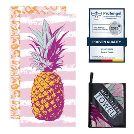 200 x 90 cm Microfibre Towel - Large Size Quick Drying Microfibre Beach Towels for adults, Sand-Free, Absorbentextra large Beach Towels for adults - Includes Storage Bag (Pineapple)