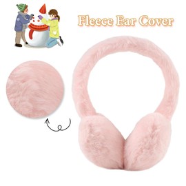 Girl Earmuffs Winter Toddler Ear Muff Kid Plush Ear Warmers With Soft Fleece Cute Bow Ear Covers 3-8Y (Pink)