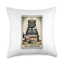 The Emperor Cat Tarot Card Cat In Box Lover Funny Cat Throw Pillow