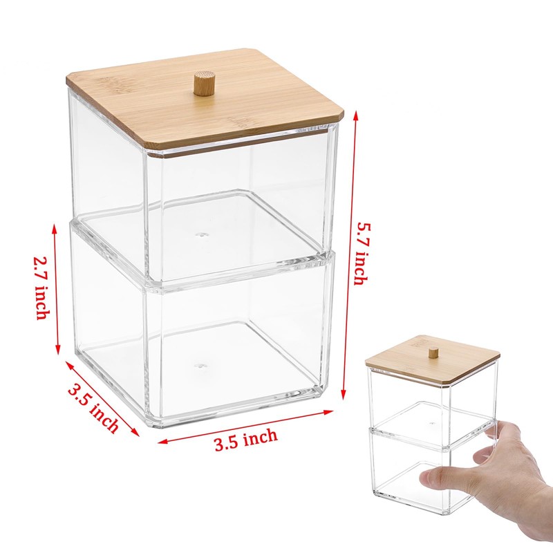 SVNXI Clear Stackable Paper Clip Holder with Bamboo Lid 2